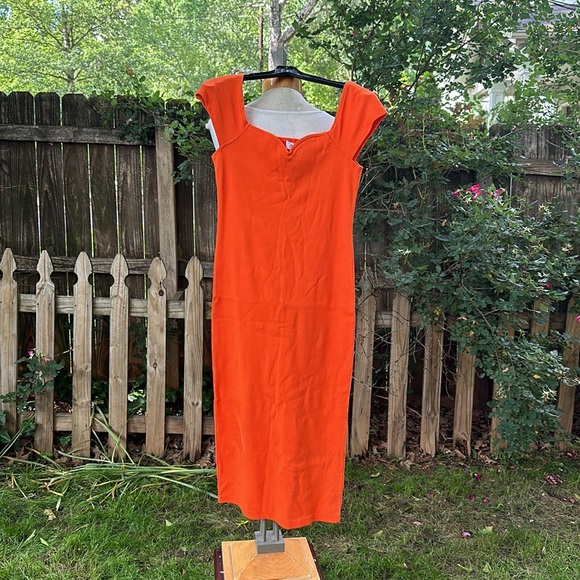 NWT The Drop Women's Orange Cap Sleeve Rib Knit Midi Dress by Tenicka M - Picture 6 of 7
